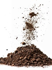 A pile of dirt is blown into the air