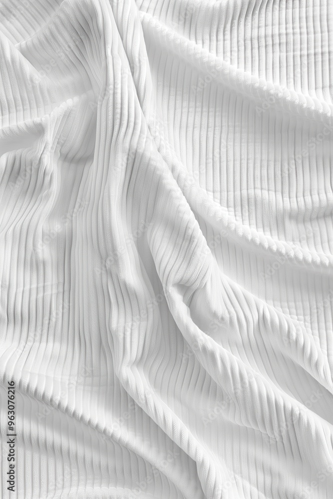 Aufkleber Close-up view of white fabric with subtle pattern folded in half revealing intricate design. Fabric texture smooth and fine. Background light beige providing neutral backdrop.
