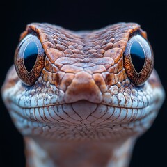 Fototapeta premium close up portrait of a snake isolated on black background