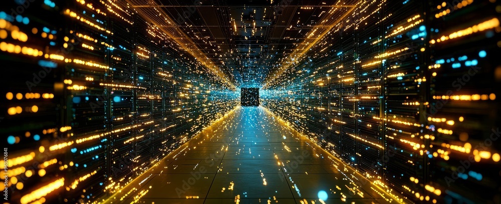 Poster data storage center. quantum computer, database, cloud computing. , copyspace, copy space for text,