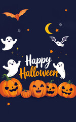 Fototapeta premium cute and gorgeous halloween card poster design illustration cartoon