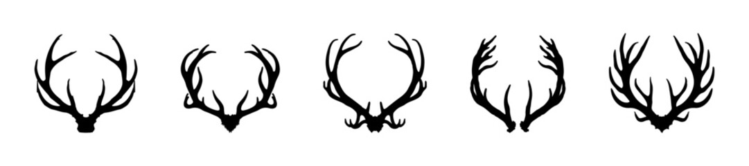 Deer horns icon. 
Antlers silhouette symbol