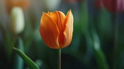 Fototapeta premium Vibrant Orange Tulip in Bloom - Spring Flower Photography