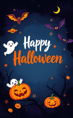 cute and gorgeous halloween card poster design illustration cartoon