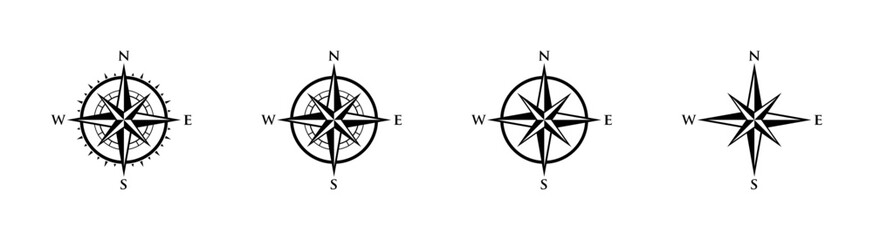 Compass icon. 
Vintage navigation symbol