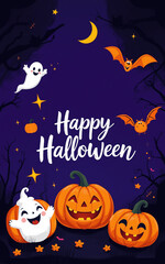 cute and gorgeous halloween card poster design illustration cartoon