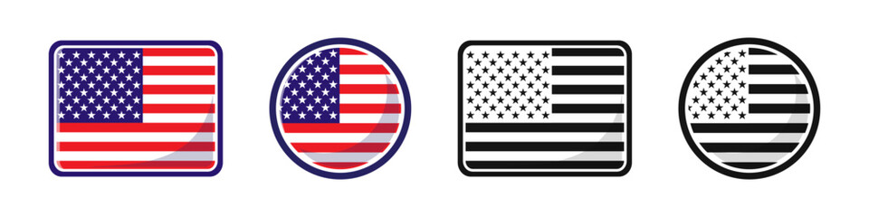 American flag icon. National flag symbol