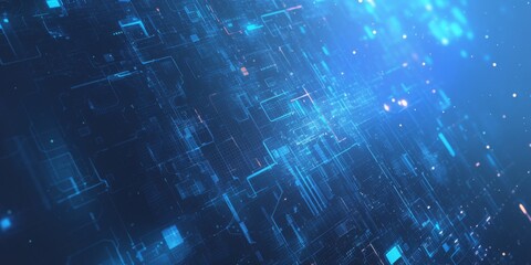 Obraz premium Abstract Digital Network Connectivity: Futuristic Blue Technology Background for Web Design and Cybersecurity Concepts. AI-Generated 4K Wallpaper Featuring High-Key Lighting and Cool Tones for Marketi