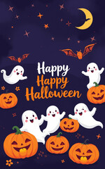 cute and gorgeous halloween card poster design illustration cartoon