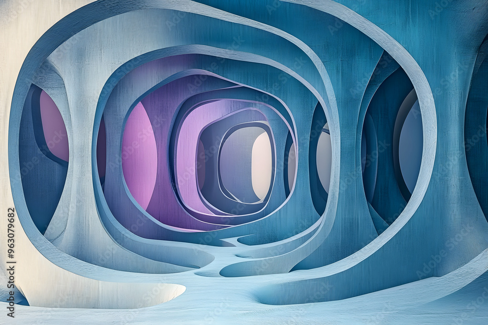 Poster 3d abstract rendering, the gateway to an unknown world of geometry and texture
