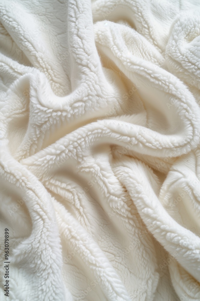 Aufkleber White fabric with slightly curled texture folded in half reveals intricate pattern adding depth. Fabric appears smooth, soft. Focus on fabric as main subject.