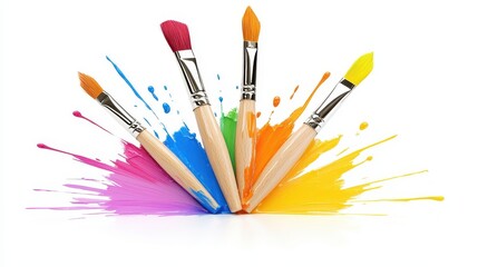 Artistic Inspiration - 3D Clipart of Holding Paintbrush in Vibrant Creative Studio