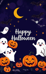 cute and gorgeous halloween card poster design illustration cartoon
