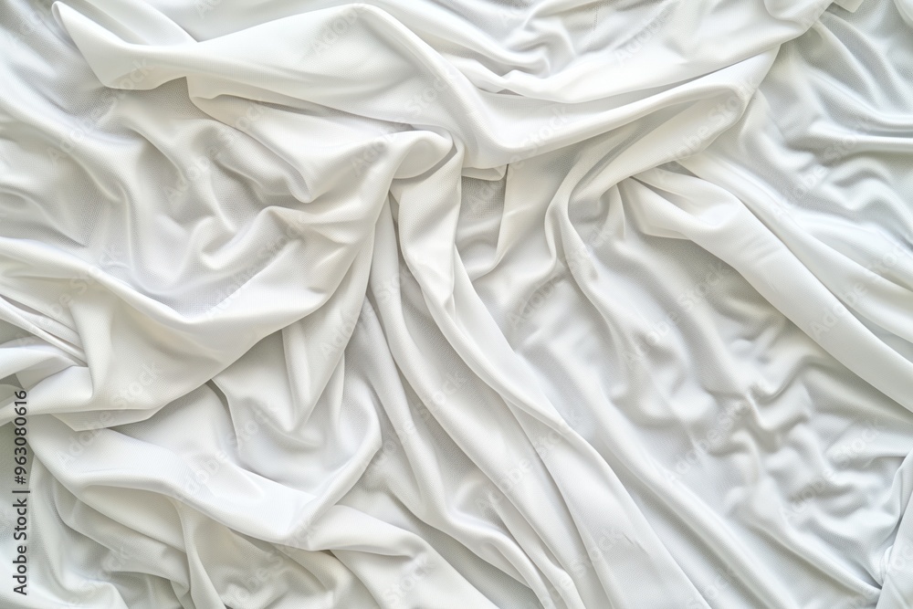 Aufkleber close-up view of white fabric with slight sheen, possibly made from moisture-retaining material. fab