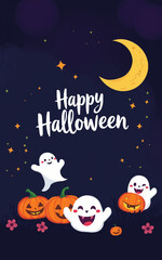 cute and gorgeous halloween card poster design illustration cartoon