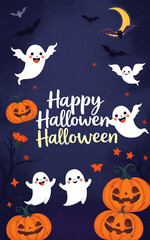 cute and gorgeous halloween card poster design illustration cartoon