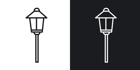 Street light icon in black and white stroke