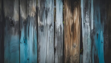 Close up of a weathered stained wooden fence