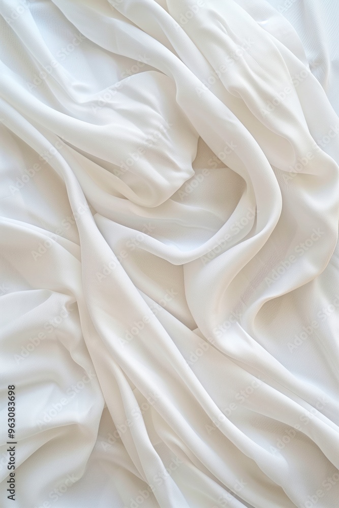 Aufkleber White fabric close-up with intricate texture and patterns. Folded in half to reveal grid-like design on simple gray background. Ideal for fashion, textile, design use cases.