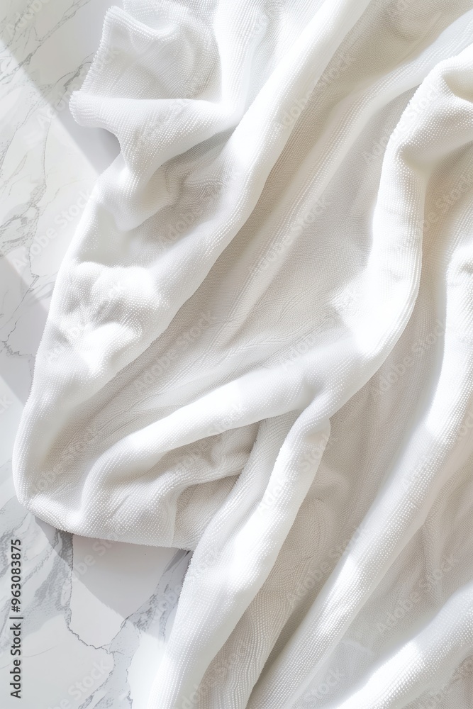 Poster white fabric close-up with subtle pattern. gray background reveals intricate design suitable for tec