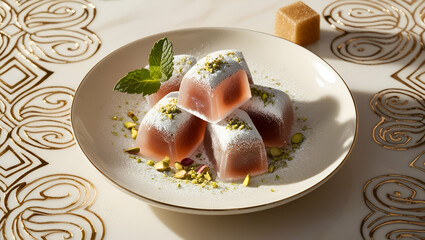 Title: Delicate Rosewater Infused Turkish Delight

