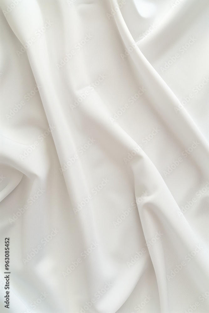 Poster White fabric texture close-up view smooth surface nylon oxford cloth frame background blurred focus attention fabric movement slight curl bottom flat appearance