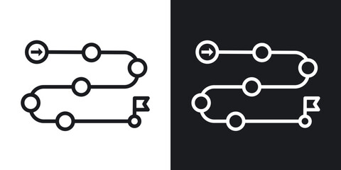 Roadmap icon in black and white stroke