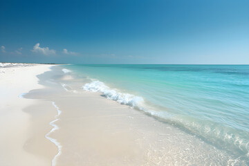 Obraz premium Pristine Beach: A Serene and Untouched Coastal Paradise with White Sand and Turquoise Waters