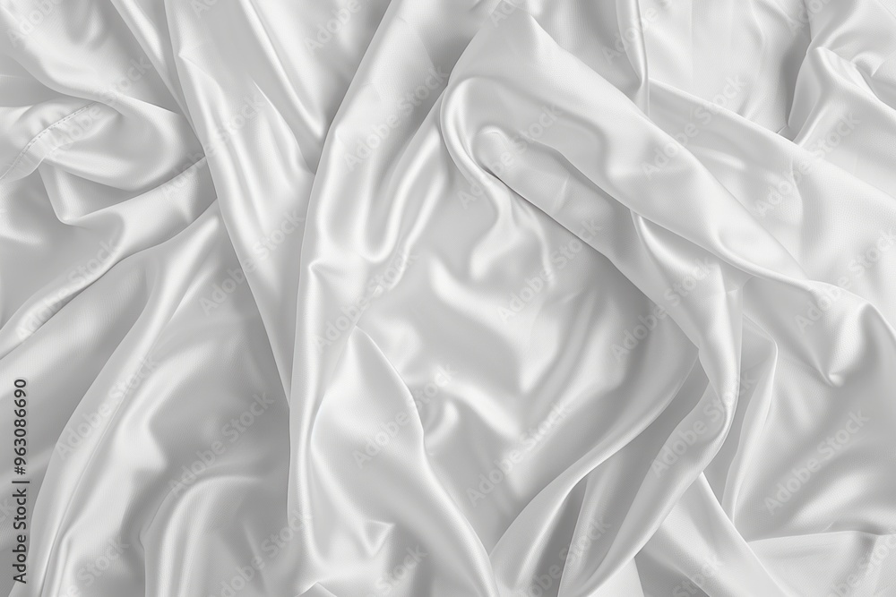 Poster close-up view of white fabric with intricate texture and design. polyester fabric decorative item on