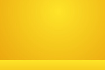 Obraz premium 3d empty yellow studio room or stage background, abstract three-dimensional minimal scene for product display or presentation with natural light and shadow, vector illustration