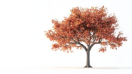 42. "A detailed 3D image of the Buddhist Bodhi Tree, crafted with fine textures and vibrant colors, isolated on a pristine white backdrop.