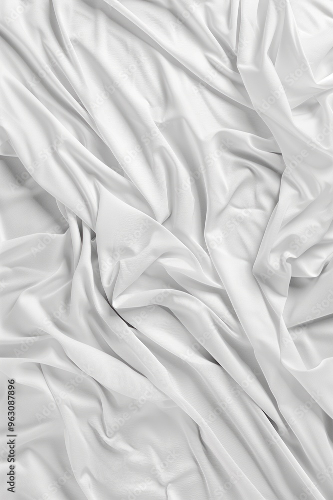 Poster Close-up view of white fabric with slightly curled edges, possibly cotton or linen. Indoor setting with window visible in distance. Fabric texture appears smooth and soft.