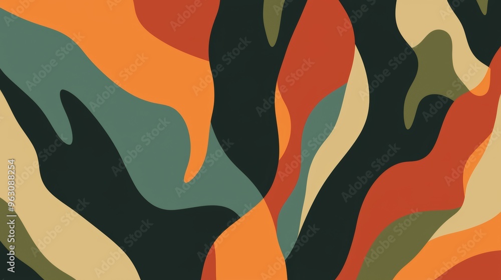 Aufkleber modern and stylish design featuring a dynamic composition of wavy and curved shapes in a palette of 