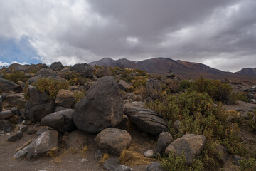 rocks of volcanic origin in mountains in the Bolivian Altiplano, Eduardo Avaroa Andean Fauna National Reserve in Bolivia