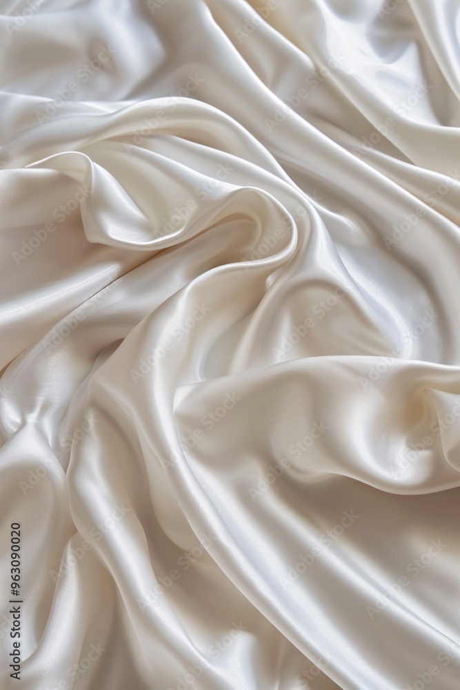 Aufkleber Close-up view of white fabric with subtle texture folded to inner layers. Fabric smooth surface, grid-like pattern creates interesting visual effect. Blurred background emphasizes fabric prominence.