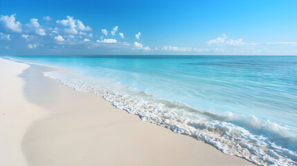 Fototapeta premium Pristine Beach: A Serene and Untouched Coastal Paradise with White Sand and Turquoise Waters