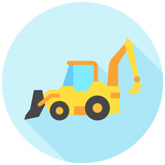 Backhoe rounded multi color icon. related to heavy machinery, industry, construction theme. best for UI, UX, app and web development.