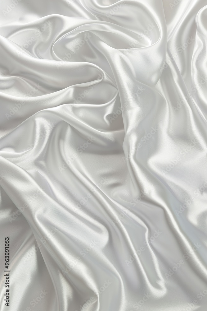 Fototapete Close-up view of white fabric with slightly wrinkled texture. Fabric appears smooth and even. Focus on fabric surface. No visible texts or objects in image.
