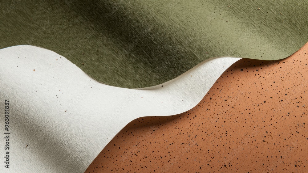 Aufkleber three colorful paper sheets are forming wavy shapes and creating a dynamic and modern composition. t