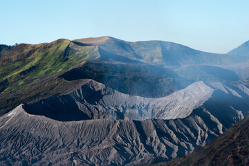 The crater rim of Mount Bromo, an active volcano located in the Bromo Tengger Semeru National Park...