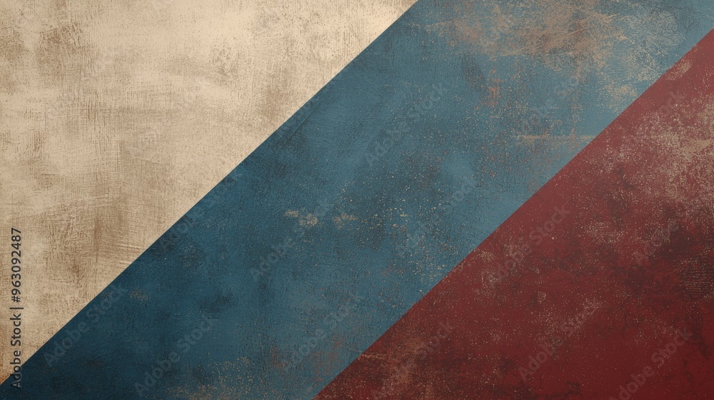 Poster background image featuring a vintage grunge texture with three colors split by a diagonal line, crea