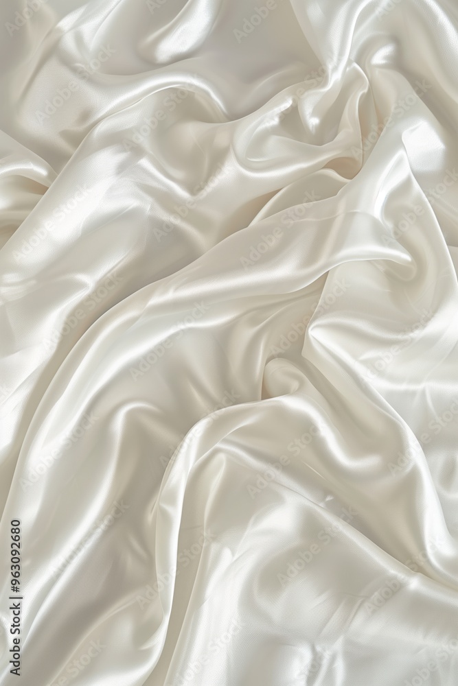 Poster Close-up view of white fabric with subtle texture, slightly wrinkled, against gray background. Fabric may sheet curtain, adding depth to scene. Simple composition creates visually appealing image.
