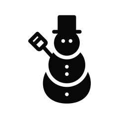 Christmas Snowman Black Flat Icon