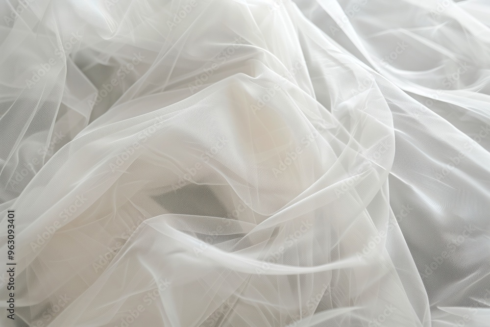 Poster close-up view of white fabric with subtle texture, slightly wrinkled and blurred background. fabric 