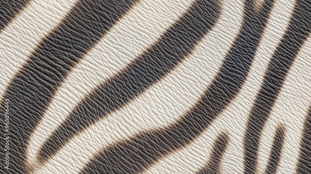 Poster A sharp focus on the zebra fur reveals its striking black and white stripes, highlighting the intricate textures and patterns under natural lighting for a realistic effect SEAMLESS PATTERN