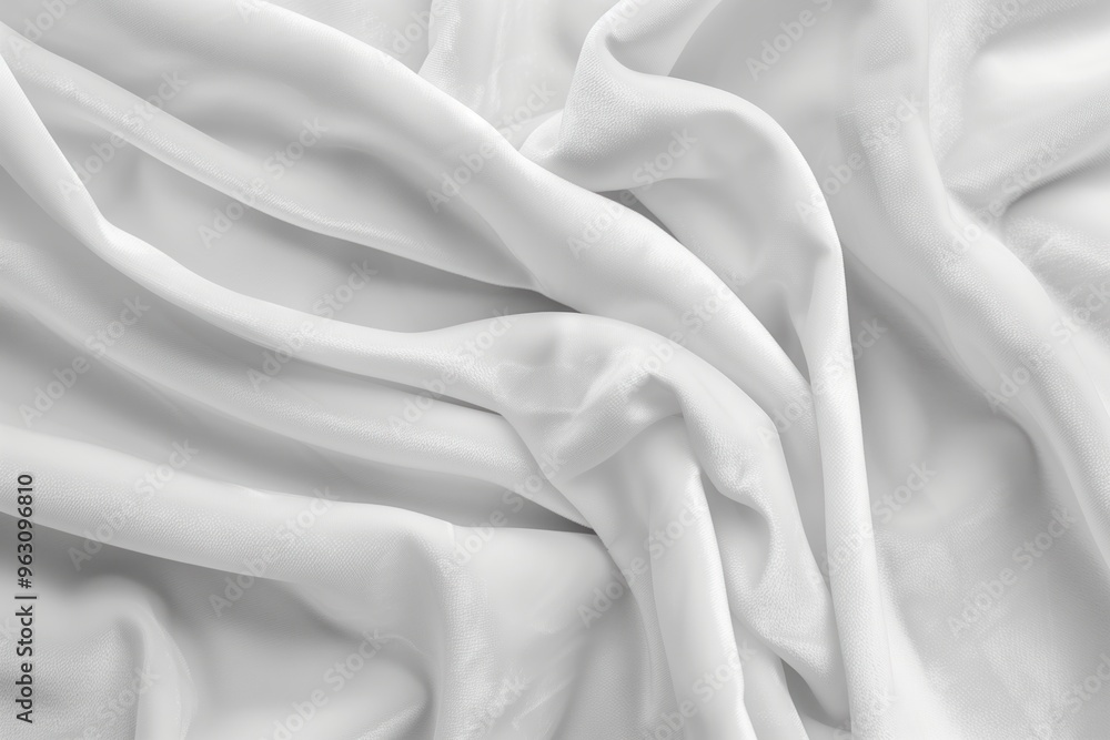 Poster close-up view of white fabric with subtle texture possibly silk satin material folded revealing intr