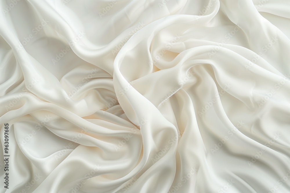Poster close-up view of white fabric with slightly wrinkled texture. fabric possibly used for clothing or h