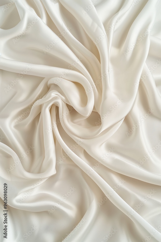 Aufkleber Close-up of white fabric with soft folds and gray background. Natural patterns resemble subtle texture. Suitable for design projects in fashion industry.