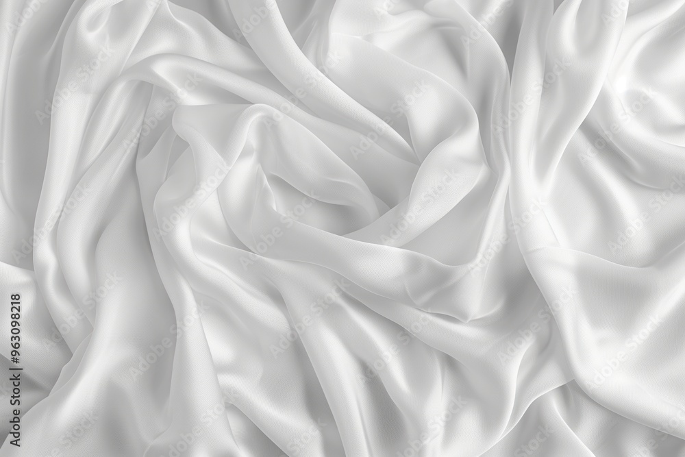 Poster Close-up view of white fabric with intricate texture and design. Fabric appears to be folded in half revealing its grid-like pattern. Background is blurred drawing focus to the fabric unique features.