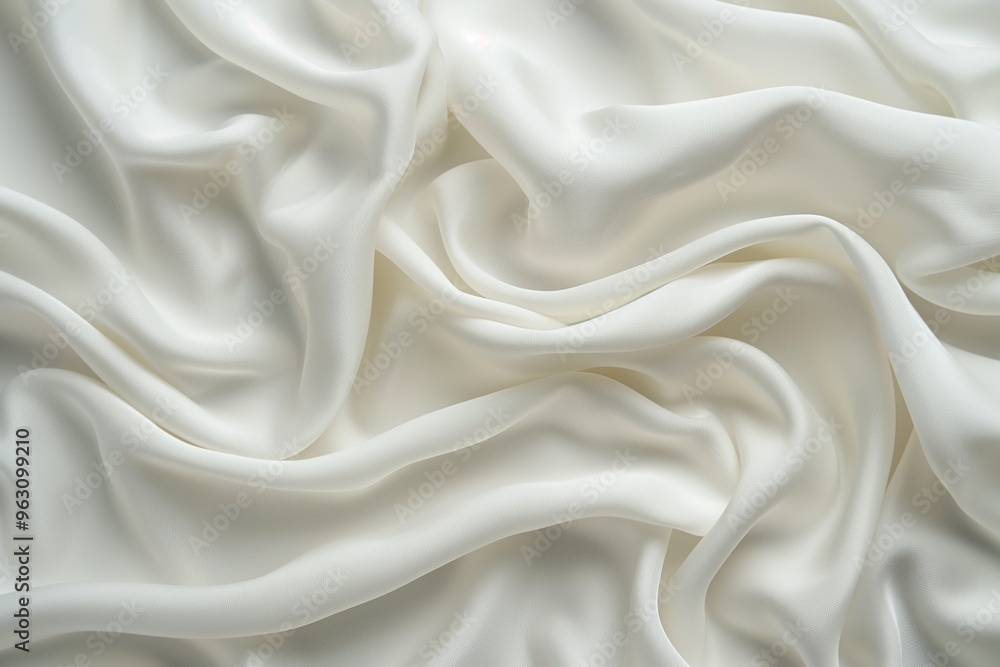 Poster white fabric with subtle gray border adds texture to smooth surface. slight wrinkle creates depth, c